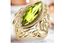 Vintage Handwerk Ring Gelber Peridot 14 Karat Gelbgold vrc017y